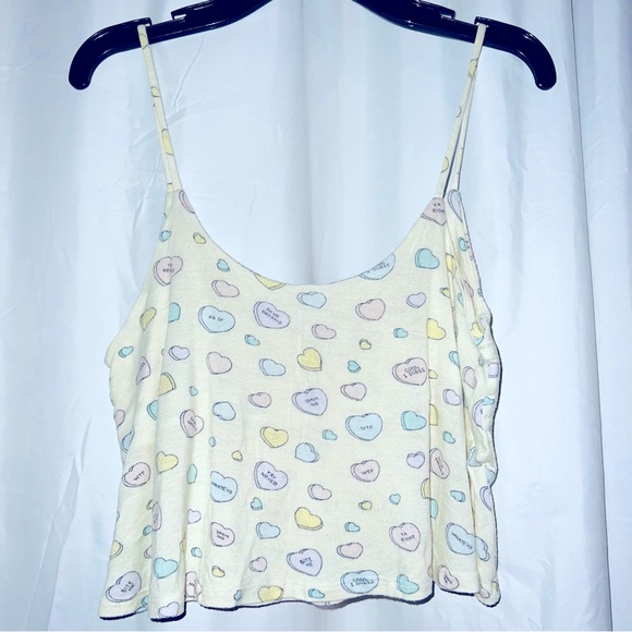3/$15 Nollie Sweathearts Valentines Pj Cropped Tank XS - Picture 2 of 4